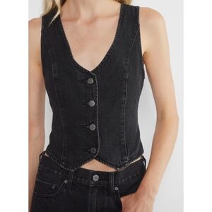 DENIM FORUM The '90s Mia Denim Vest Black Eyeliner Jean S Aritzia